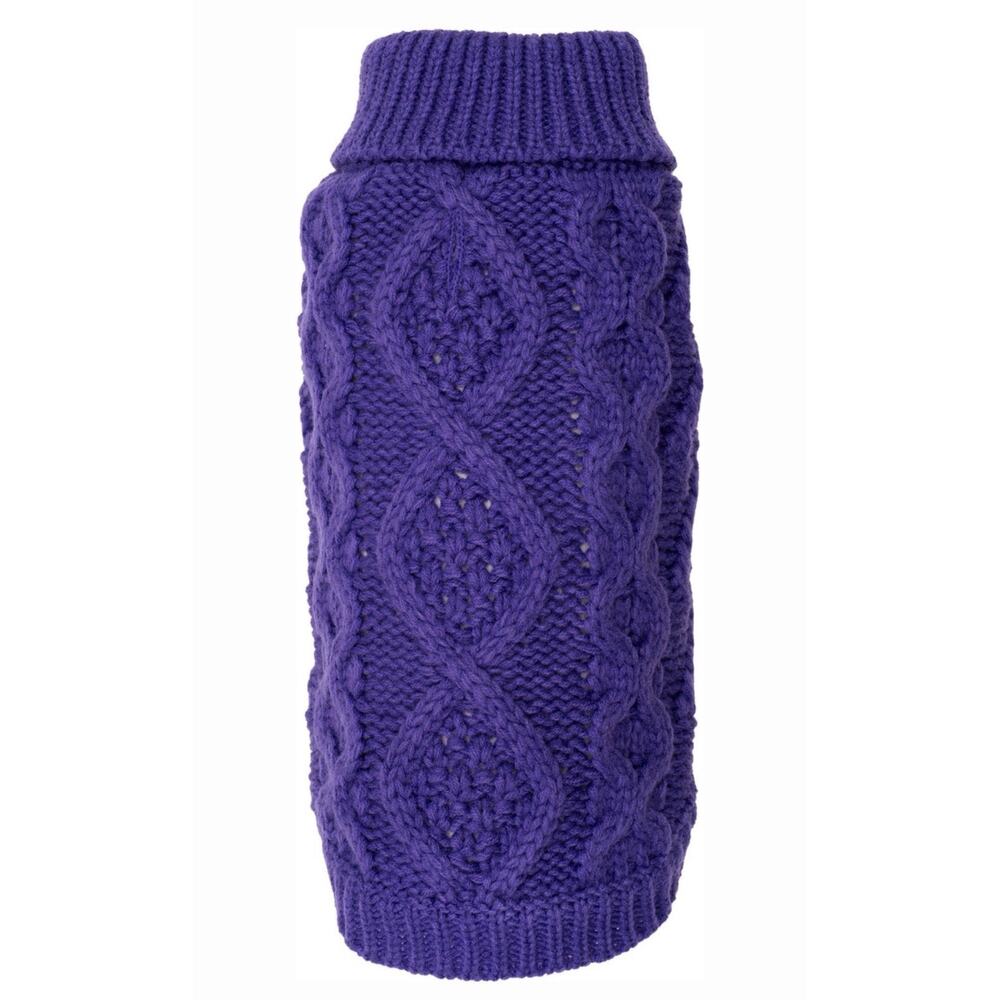 NWT The Worthy Dog Chunky Knit Turtleneck Dog Sweater, Purple, X-Small